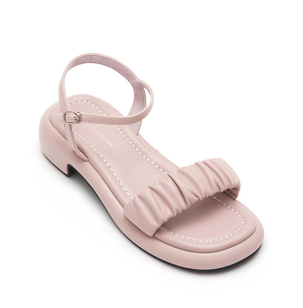 Marshmallow Single Strap Ruched Sandals Pink