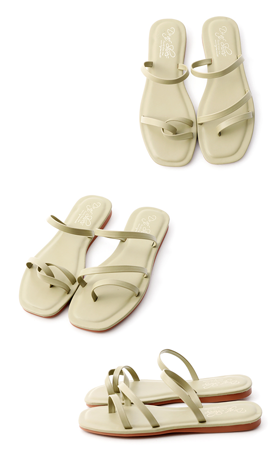 Mismatched Strappy Sandals Avocado Green
