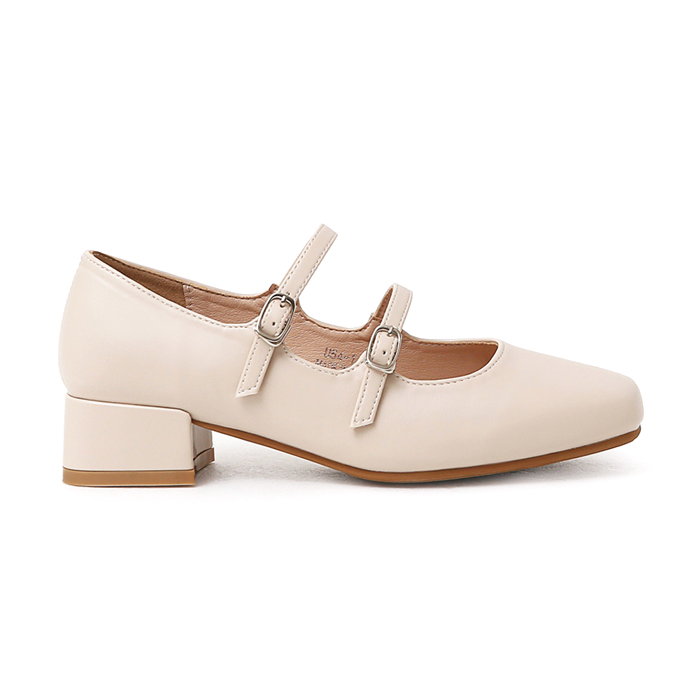 珍妮旋風．4D氣墊雙帶低跟瑪莉珍鞋 香草米