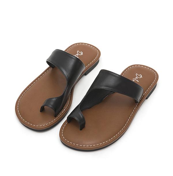 Streamlined Toe Ring Soft Slippers Black