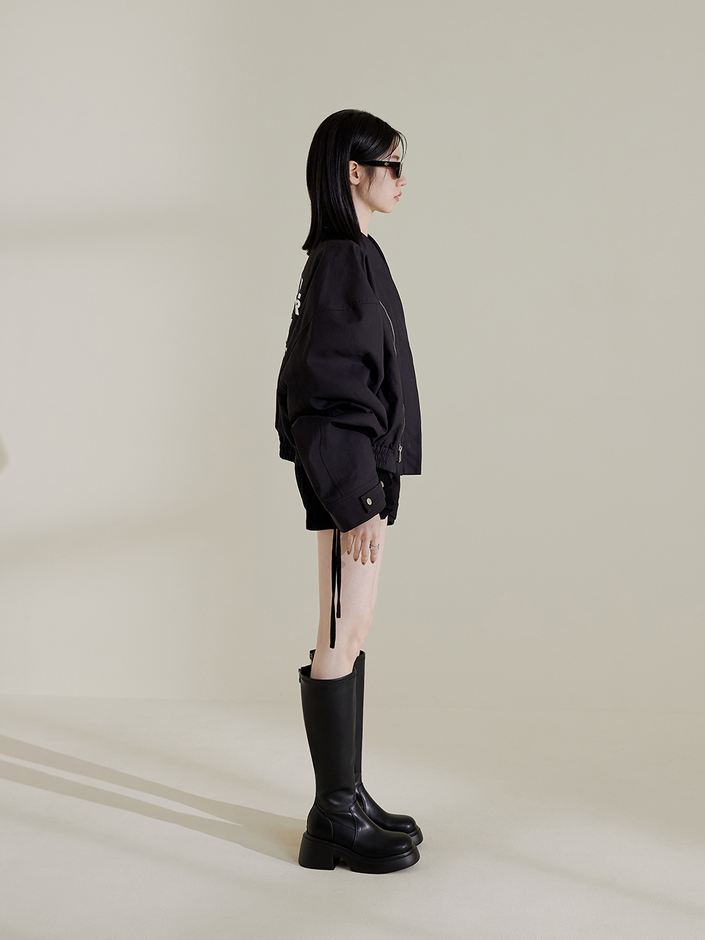 明星舞台.輕量加厚底瘦瘦長靴 時尚黑