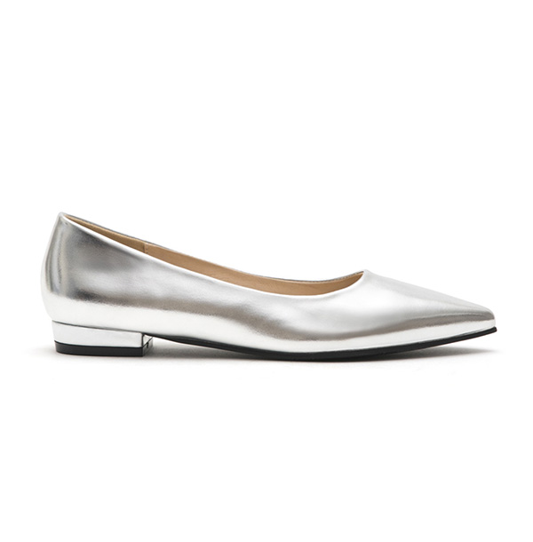 Classic Pointed Toe Ballet Flats Silver