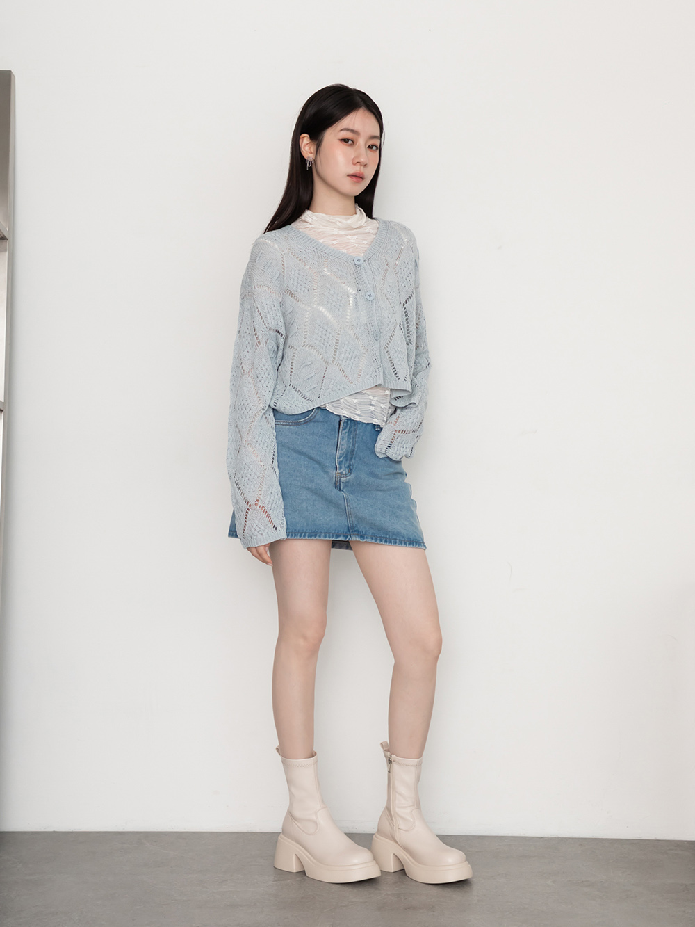 冬日美學．輕量加厚底撞色車線瘦瘦靴 香草米