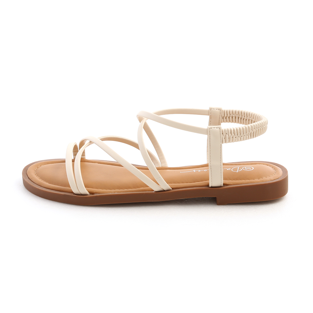 Flat Strappy Sandals Cream