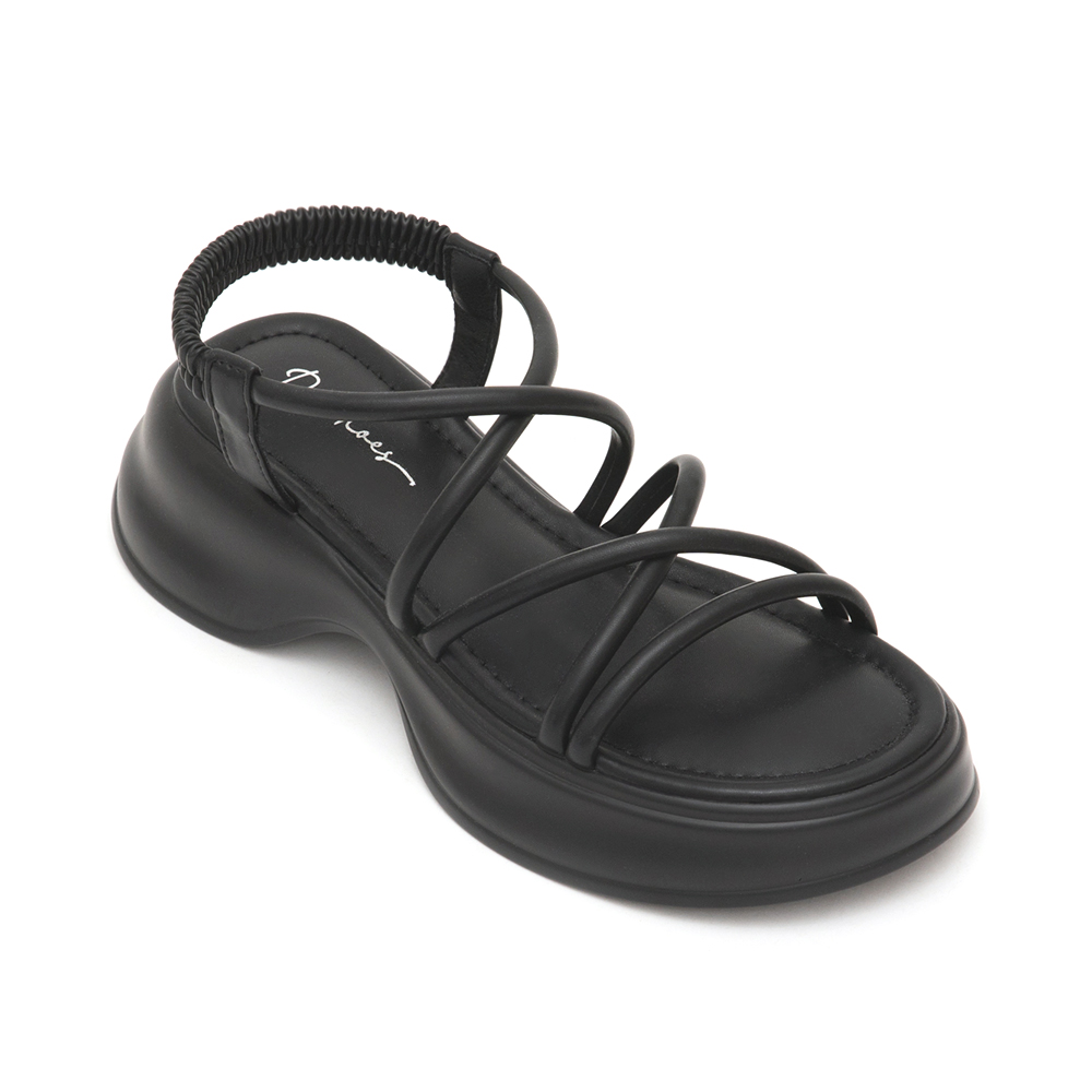 Thin Strap Lightweight Thick Sole Sandals Black