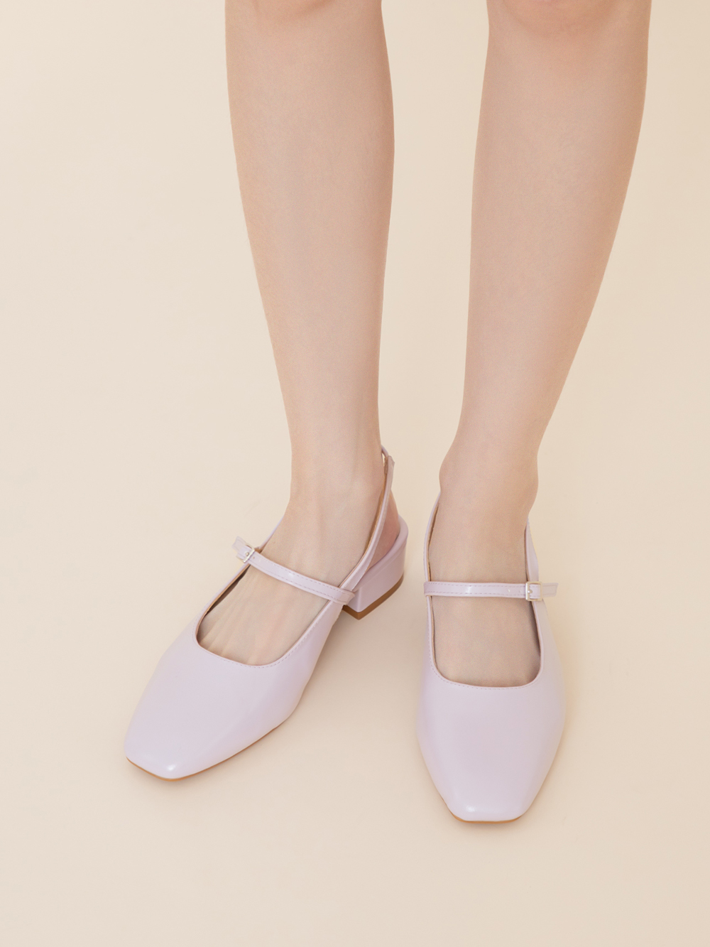 粉彩春日4D氣墊後空低跟鞋 紫