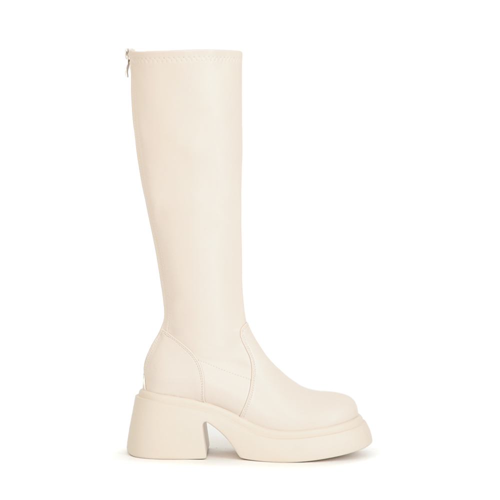 明星舞台．輕量加厚底瘦瘦長靴 白色