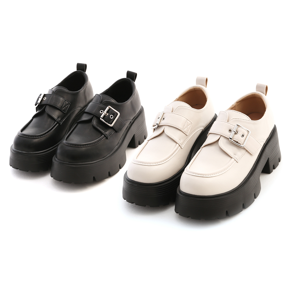 Womens black deals platform loafers