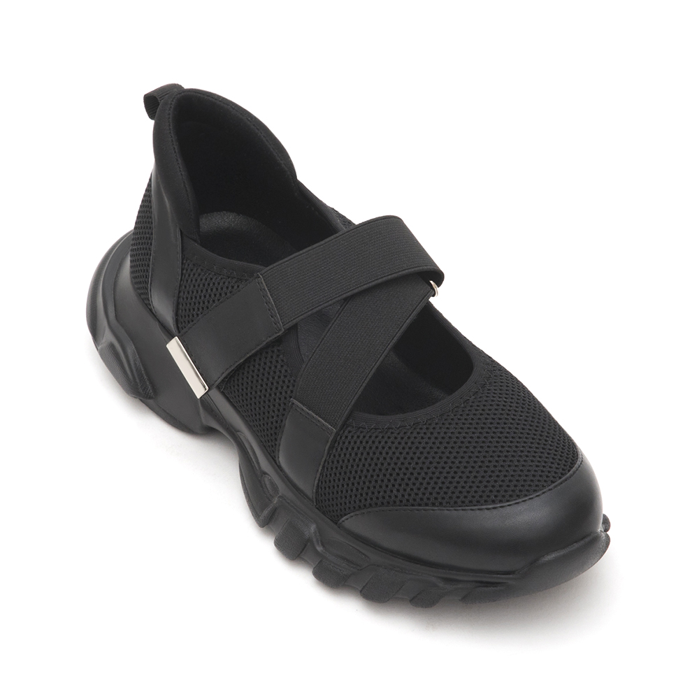 Cross-Strap Functional Ballet Flats Black