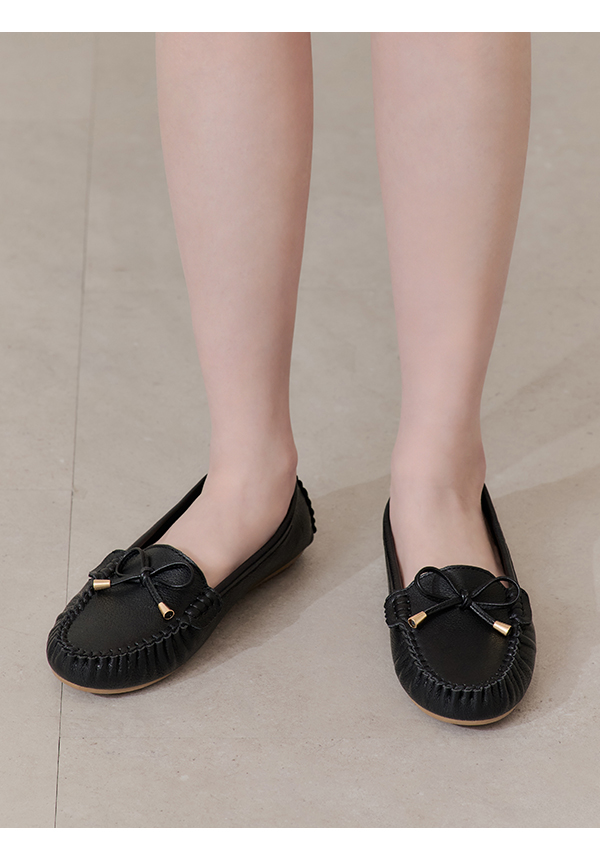 Soft MIT Bow Loafer Moccasins Black