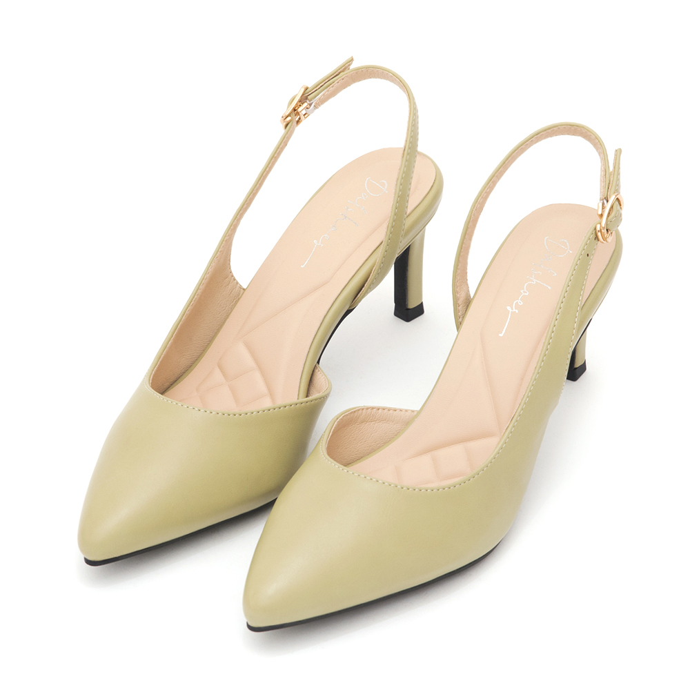 Elegant Pointed-Toe Slingback Heels Avocado Green