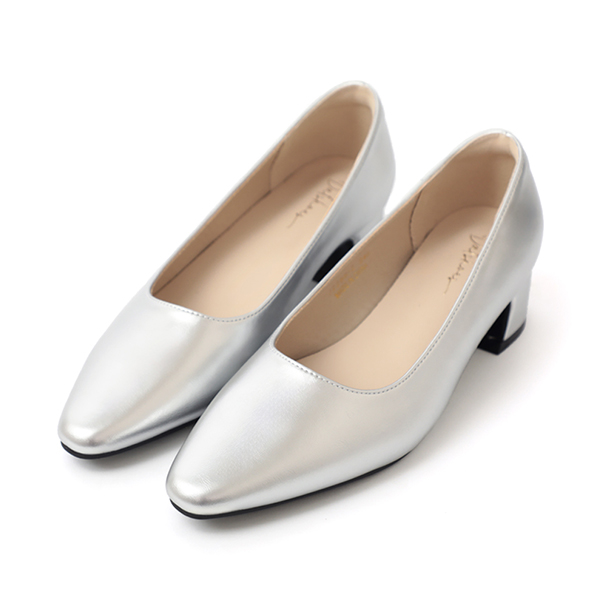 Minimalist Pointed-Toe 4cm Low Heels Silver