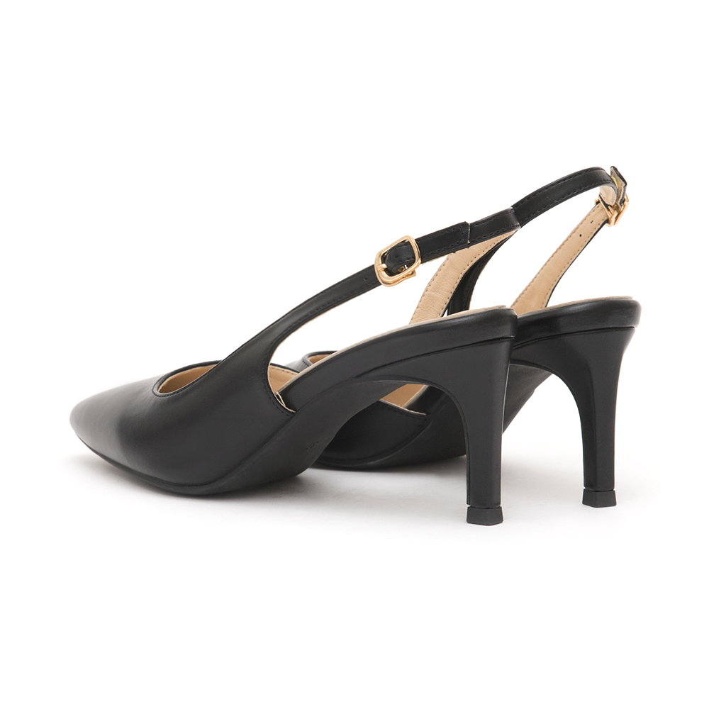 Elegant Pointed-Toe Slingback Heels Black