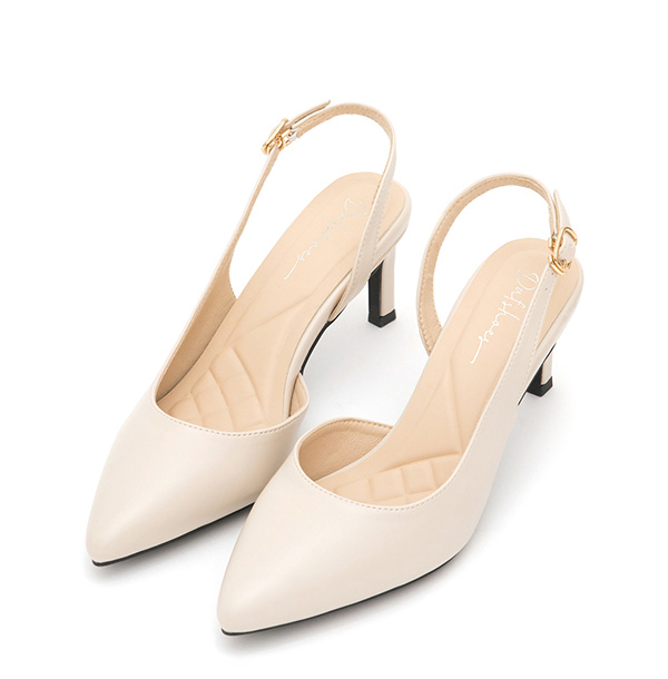 Elegant Pointed-Toe Slingback Heels Vanilla