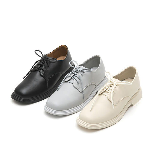 Soft Lace-Up Derby Shoes French Vanilla White