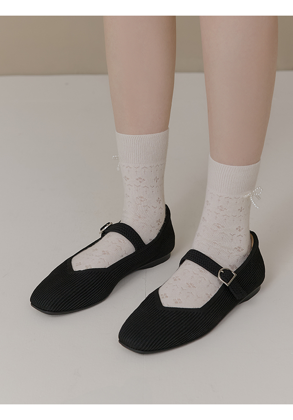 【3D零感雲織鞋】方頭瑪莉珍鞋 午夜黑