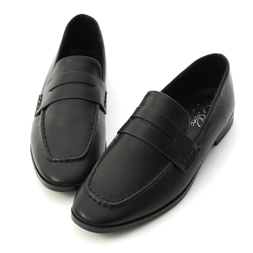 Classic Square Toe Loafers Black