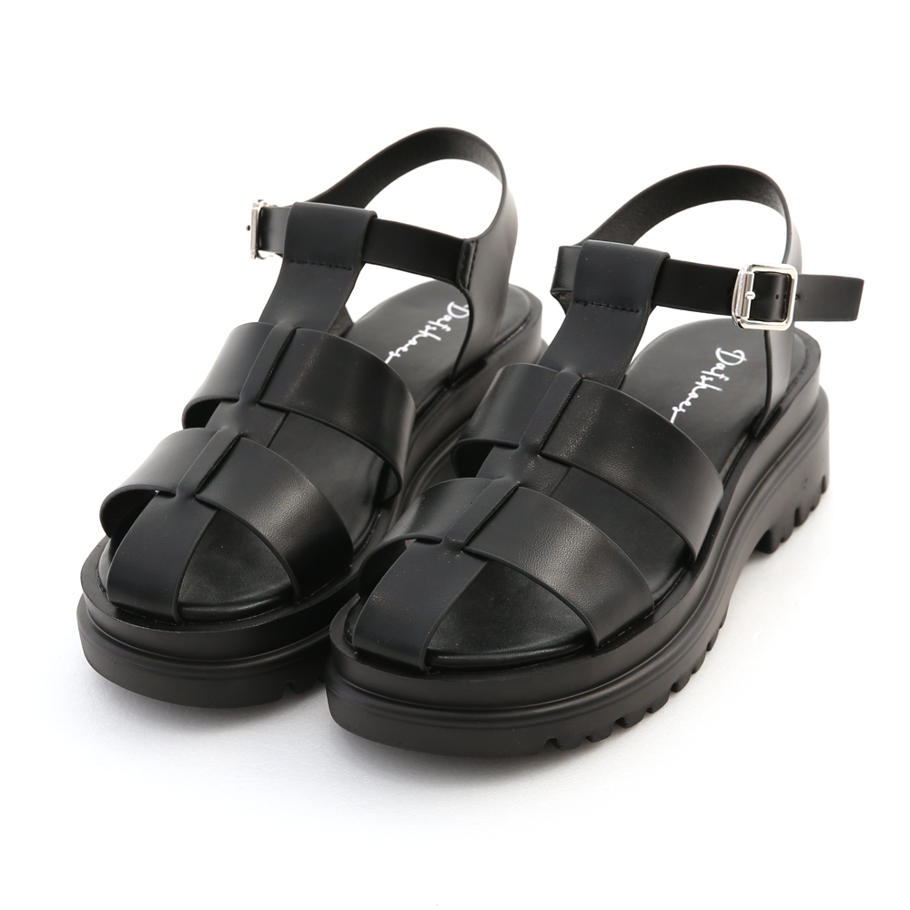 Thick Sole Caged Sandals Black