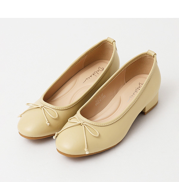 4D Cushioned Double-strap Low Heel Ballet Shoes Yellow