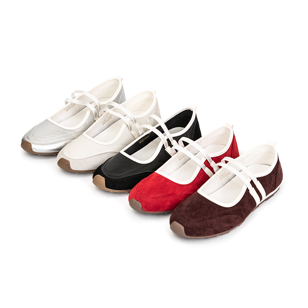 青春無敵雙帶機能芭蕾鞋 米