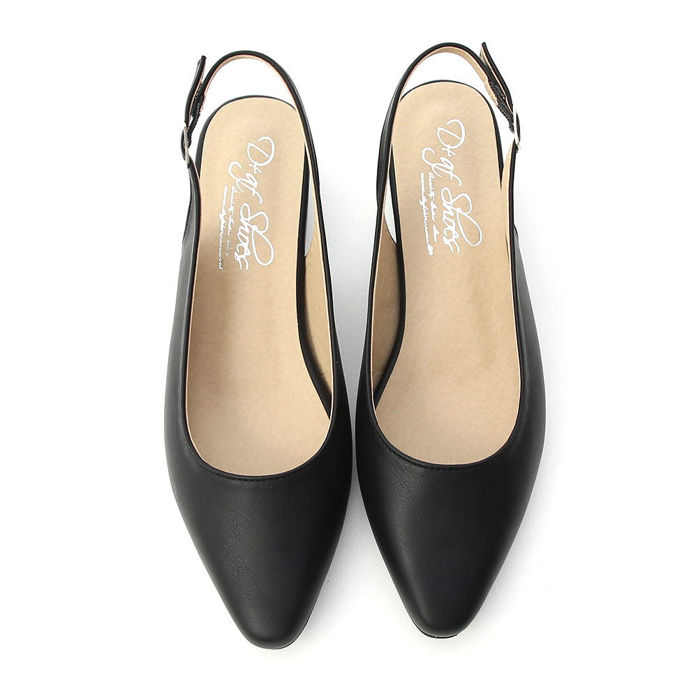 Pointed Toe Slingback Low Heel Pumps Black │ Daf Official Online Shop