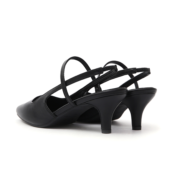 Pointed-Toe Low Heel Slingback Pumps Black