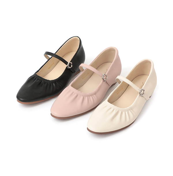 Hidden Wedge Ruched Mary Jane Shoes Pink