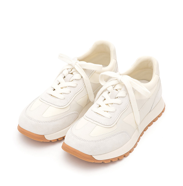 Korean-Style Genuine Leather Retro Casual Sneakers Beige