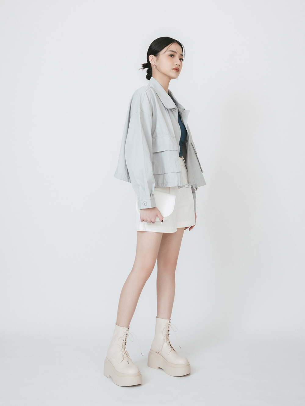 暗黑芭比．Plus級加厚鬆糕底綁帶短靴 香草米