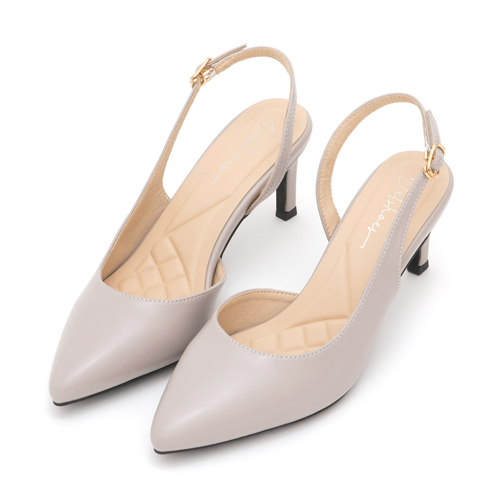 Elegant Pointed-Toe Slingback Heels Grey