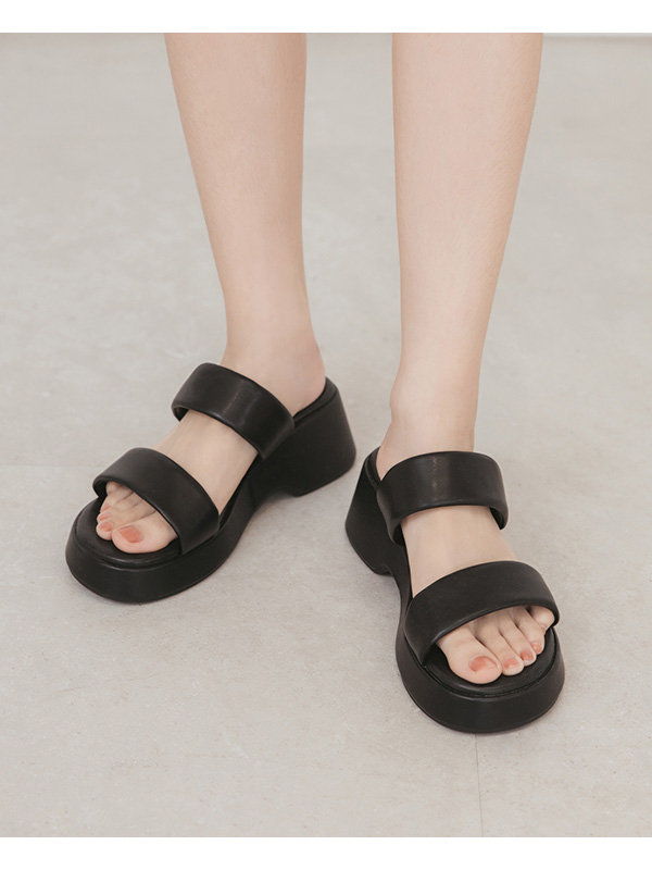 Double-Strap Platform Sandals Black