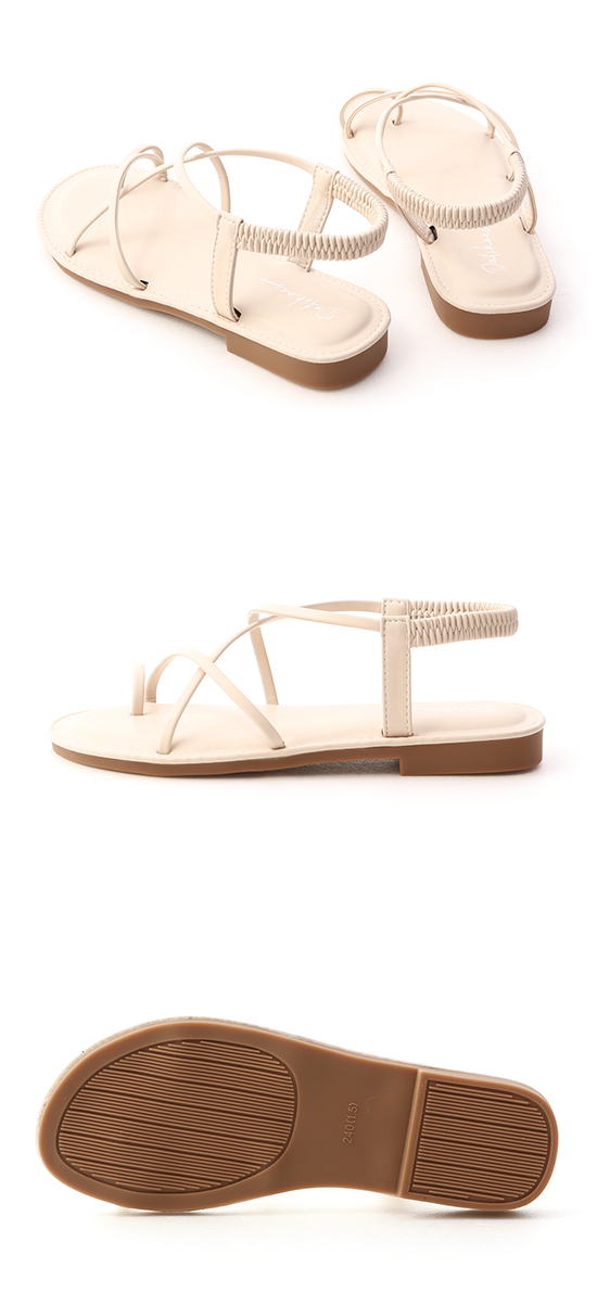 Strappy Toe Loop Cushioned Sandals French Vanilla White