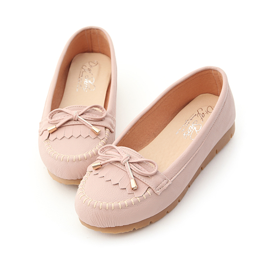 MIT Bow and Fringe Detail Moccasins Pink