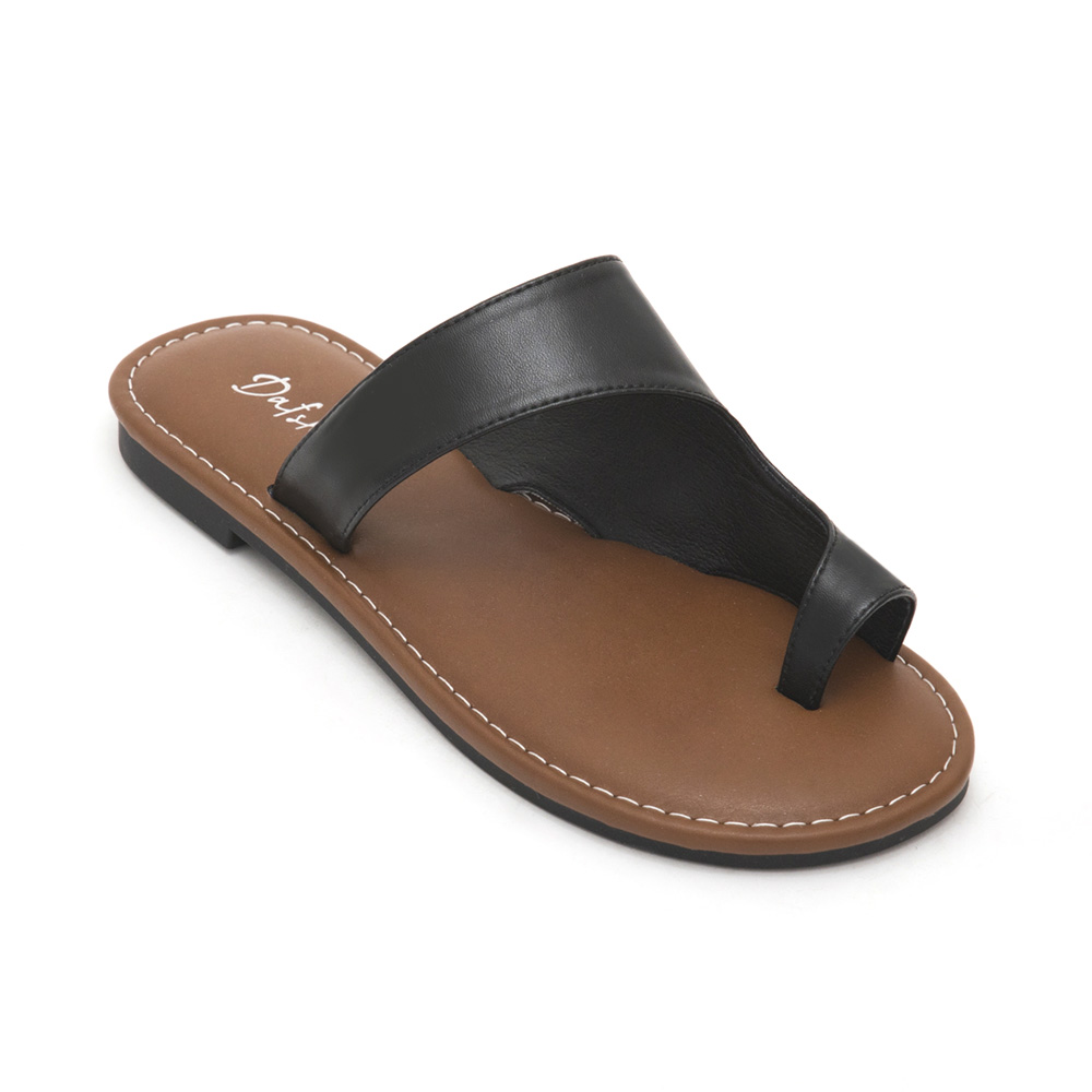 Streamlined Toe Ring Soft Slippers Black