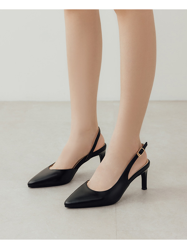 Elegant Pointed-Toe Slingback Heels Black