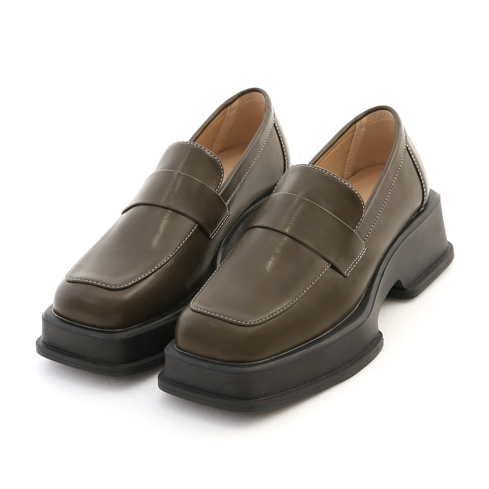 Retro Square Toe Platform Loafers