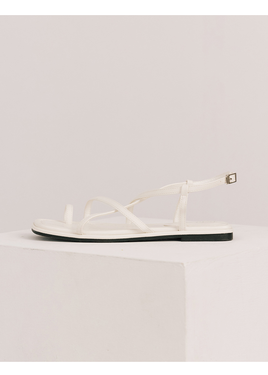 Cross Strap Toe Loop Sandals White