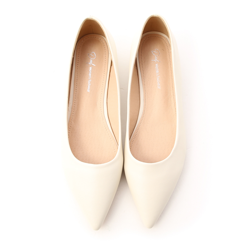 Classic Pointed Toe Ballet Flats White