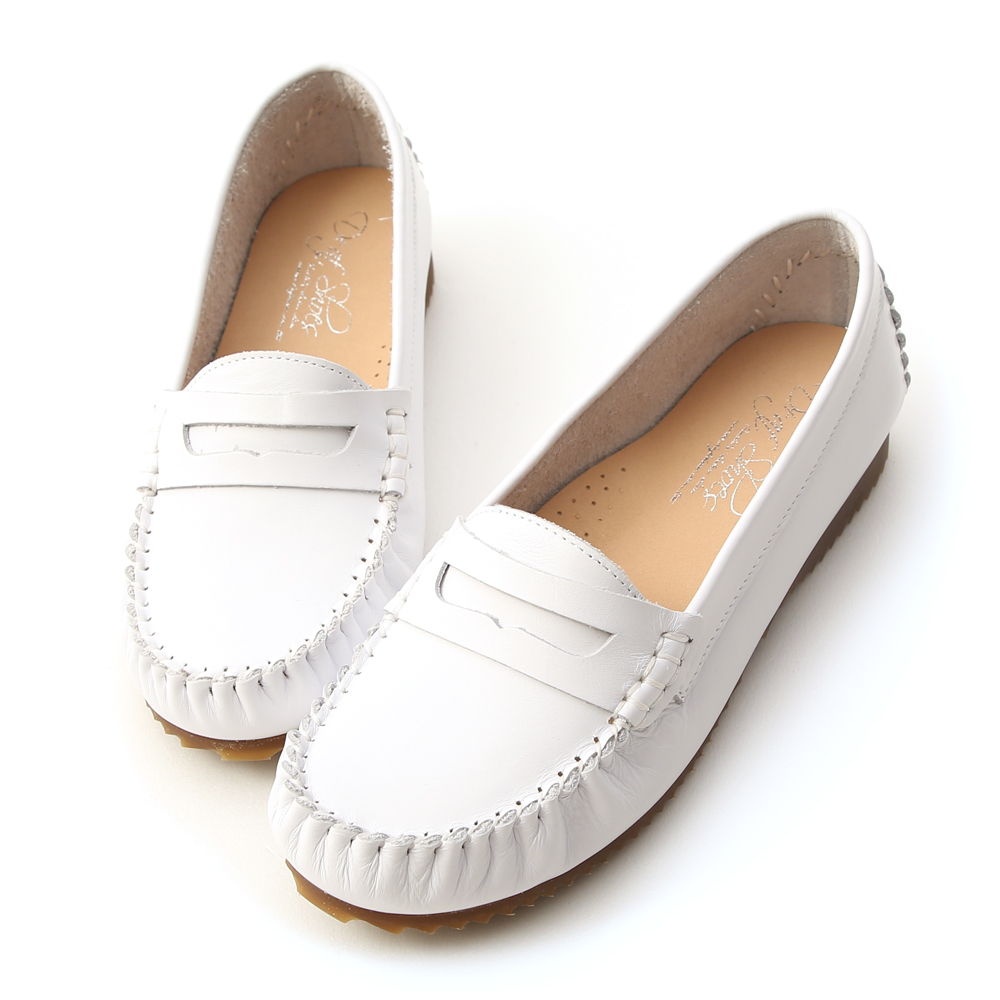 Classic Leather Moccasins White