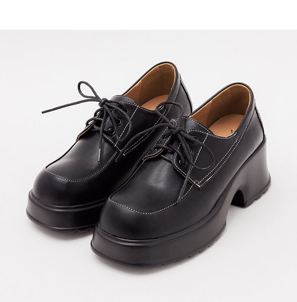 Preppy Style Lightweight Lace-up Derby Shoes Black