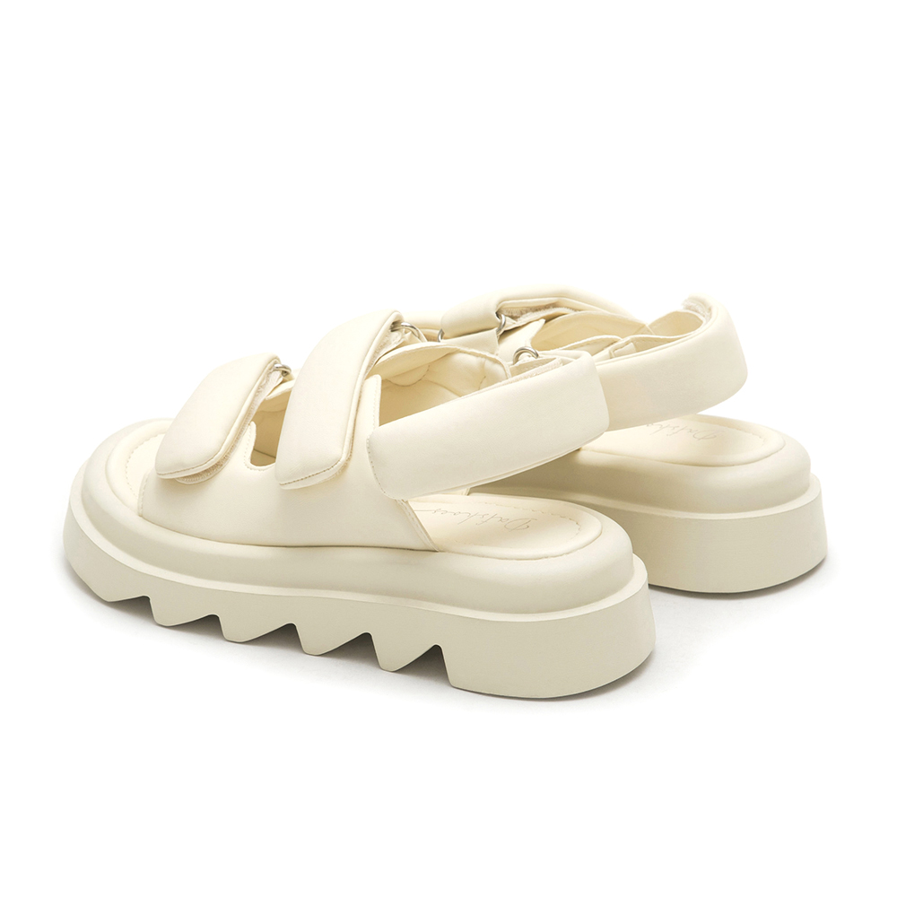 寬帶魔鬼氈空氣海綿啵啵Q軟涼鞋 米白