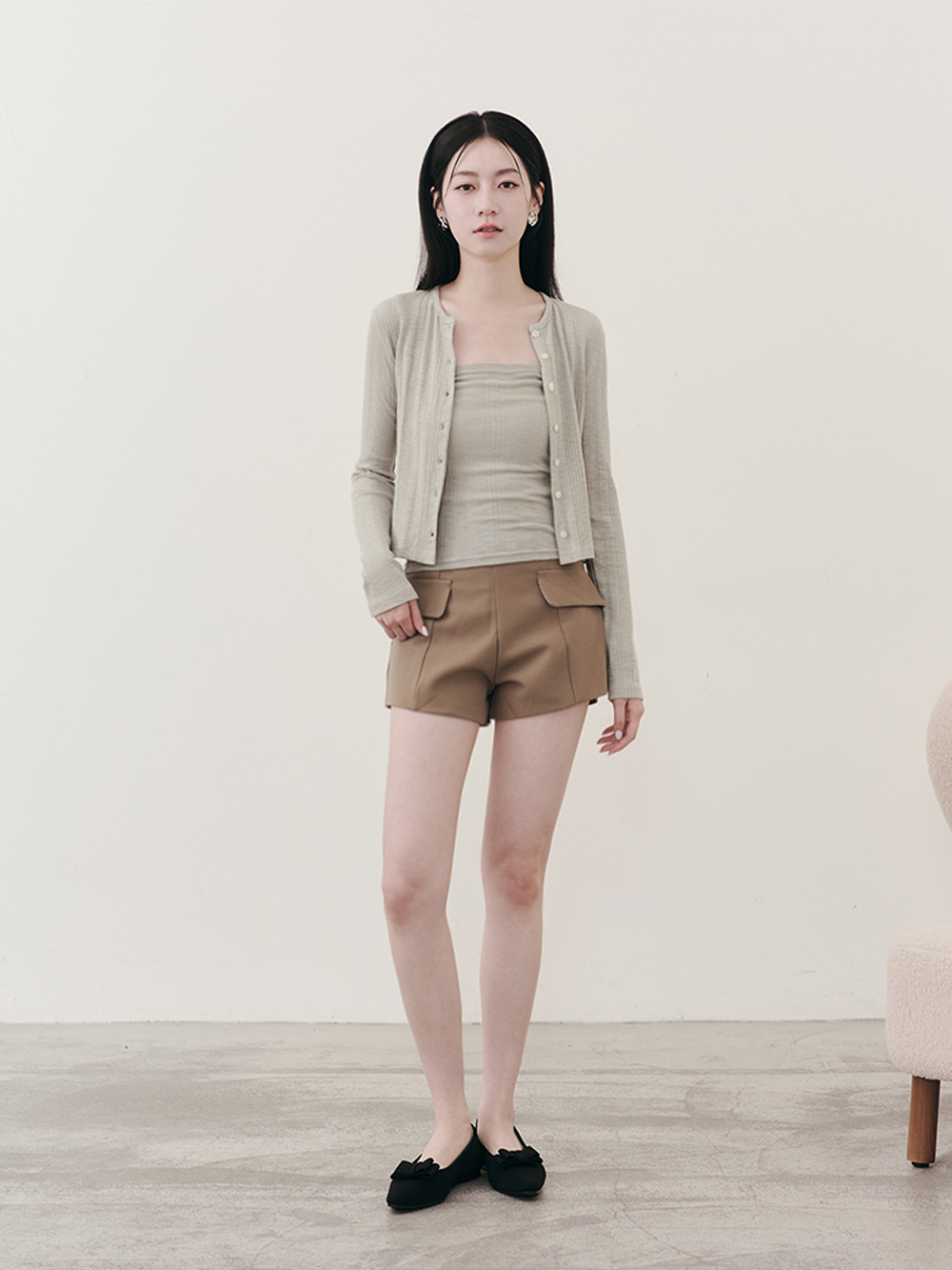 【3D零感雲織鞋】尖頭可拆卸蝴蝶結平底鞋 午夜黑