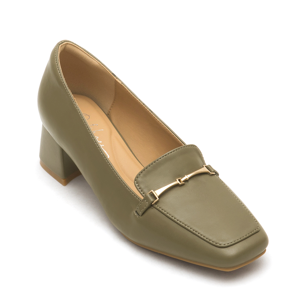 Horsebit Square-Toe Loafers Olive Green