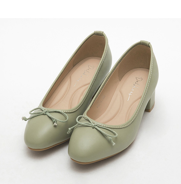 4D Cushioned Mid-Heel Ballets Shoes Sage Green