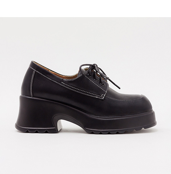 Preppy Style Lightweight Lace-up Derby Shoes Black