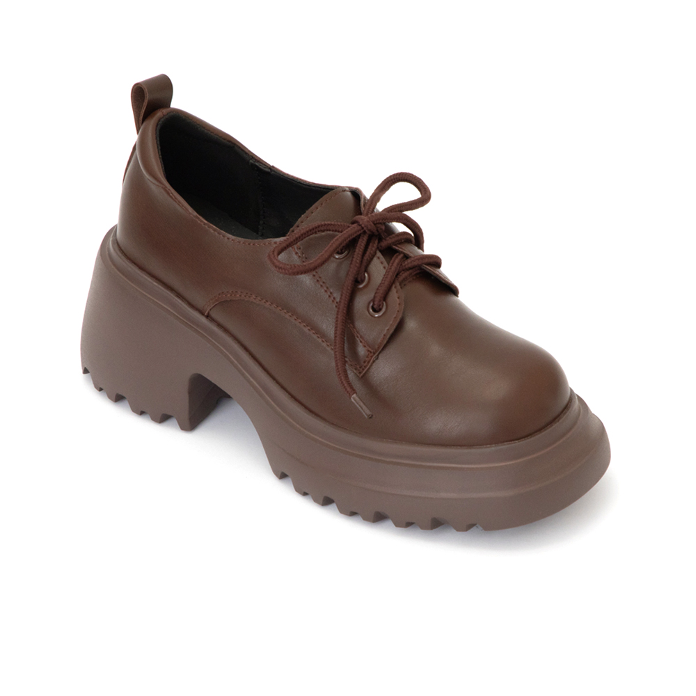 初戀系少女增高加厚底德比鞋 咖啡