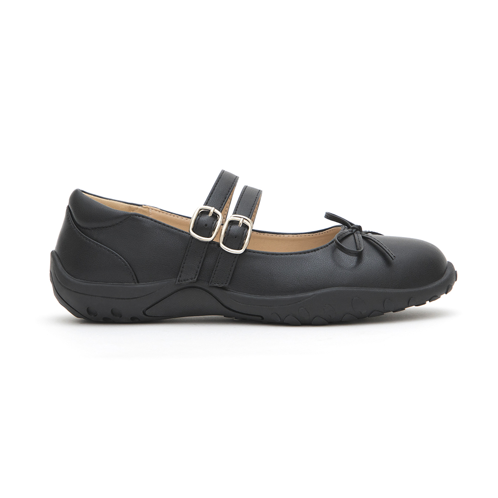 Double-Strap Athletic Ballet Flats Black