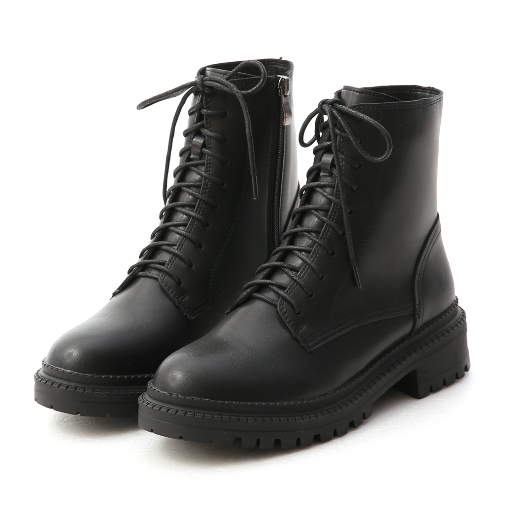 Thick Sole Lace-Up Martin Boots Black