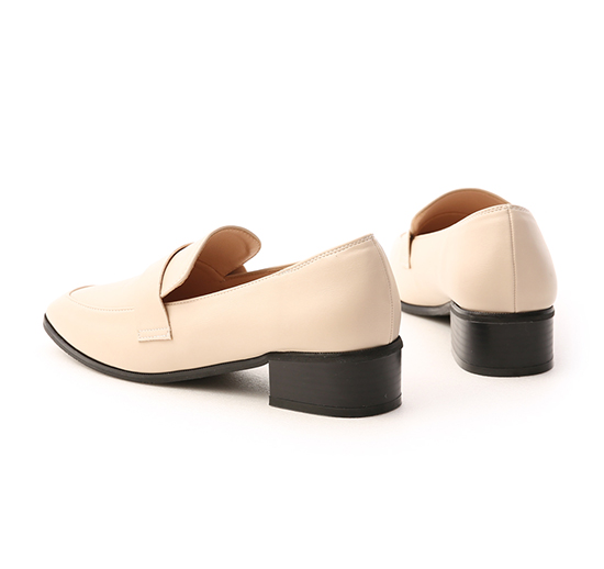 Classic Low Heel Loafers French Vanilla White