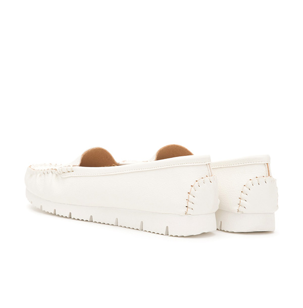 MIT Plain Platform Moccasins White